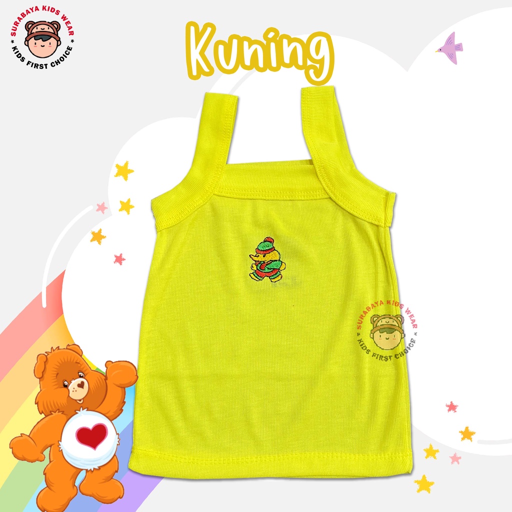 Atasan Singlet Anak Polos Warna Strong Bordir Binatang