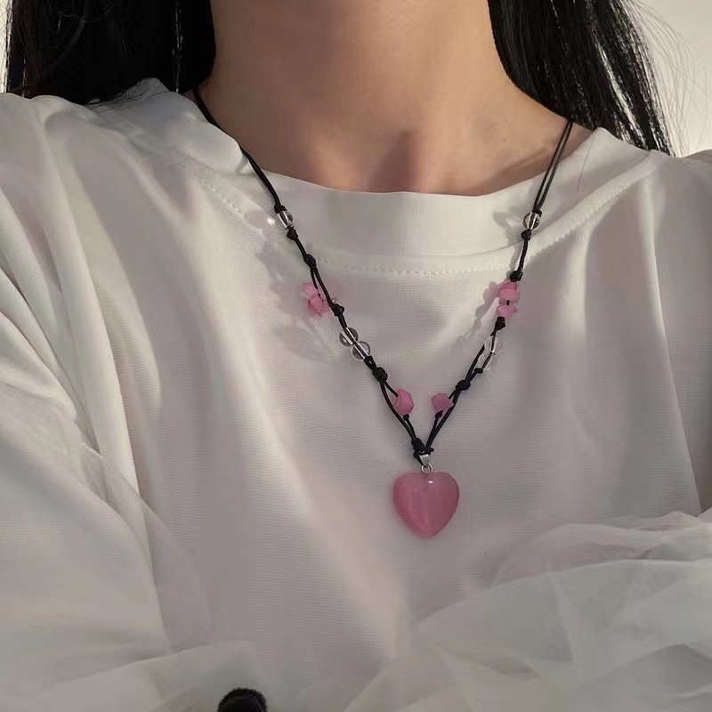 Butterfly Kalung Rantai Clavicle Liontin Desain Kupukupuhati Hias Opal Hitam Untuk Wanita