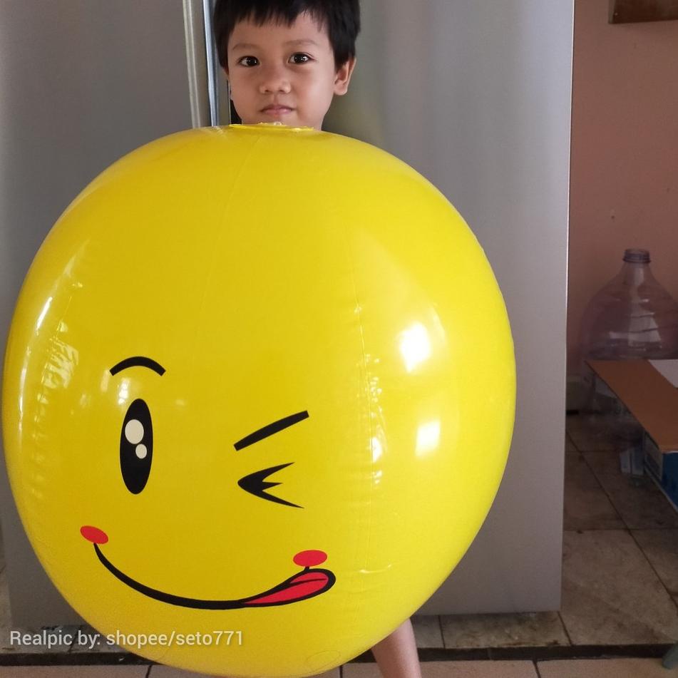 Ready Menarik Balon Bola Tiup Jumbo Smily Smiley Besar Doff Smile