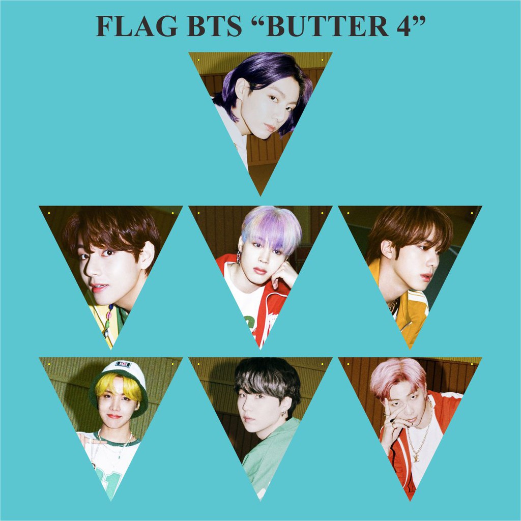 BUNTING FLAG BTS BUTTER Plus Tali Kpop Murah