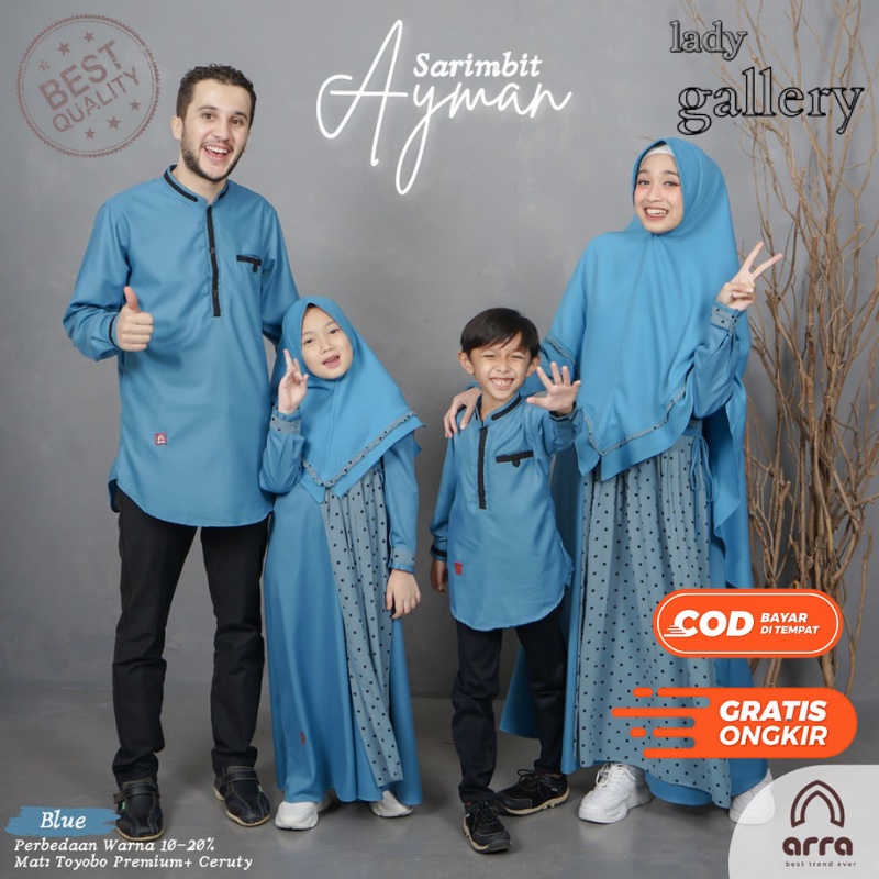 ARRA_Gamis KOKO sarimbit keluarga series AYMAN COUPLE ayah ibu anak BIRU ORIGINAL ARRA