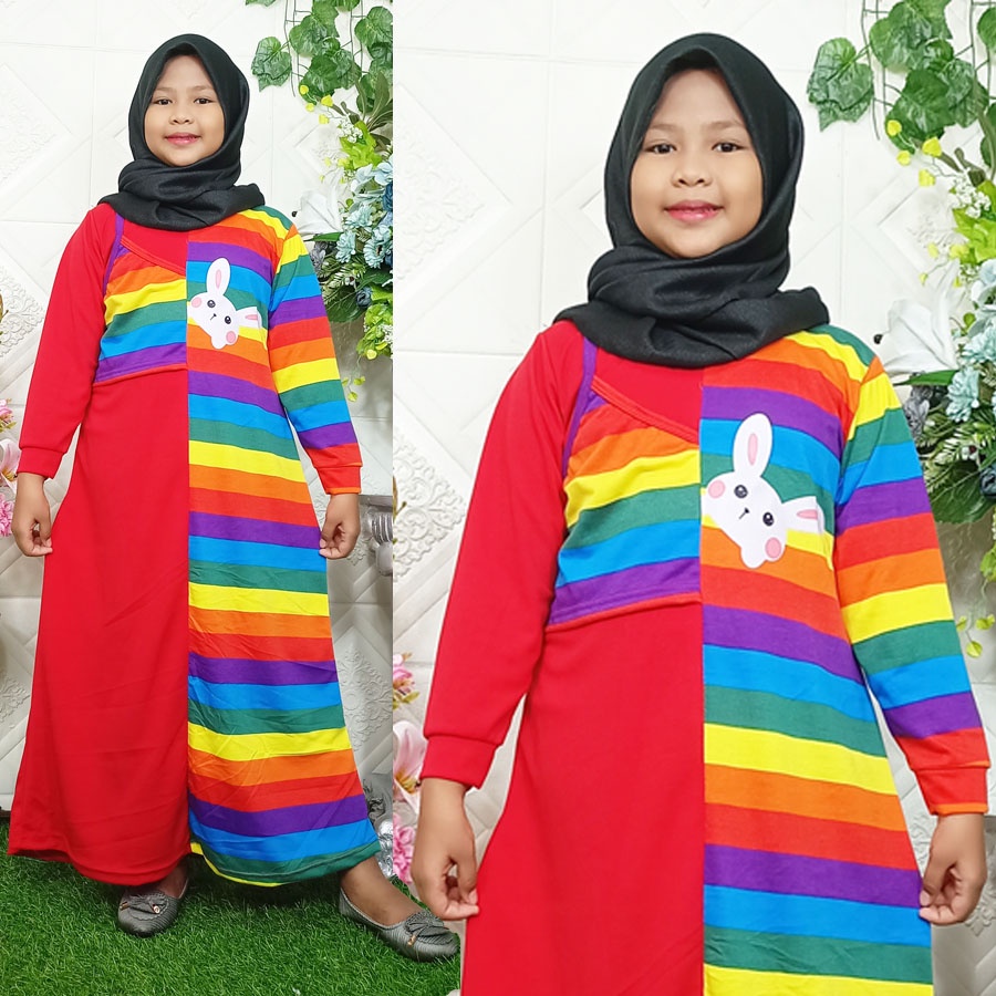 GAMIS KELINCI RABBIT PELANGI ANAK 6-12tahun CARLINAFASHION