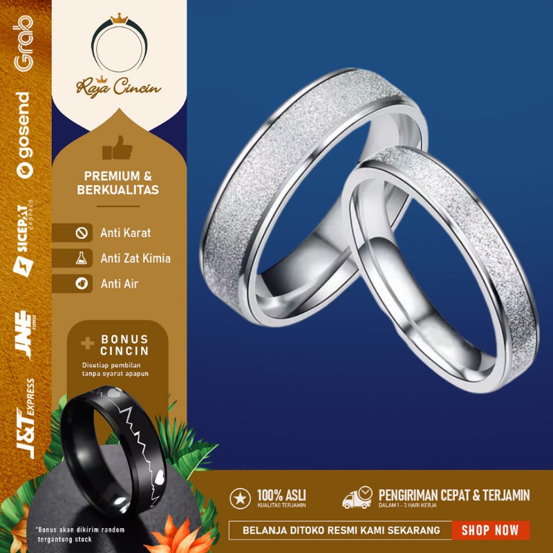 Cincin Titanium Perak Emas anti karat Pria Wanita Xuping Hitam Palladium Silver Kasual Asli BTS SET