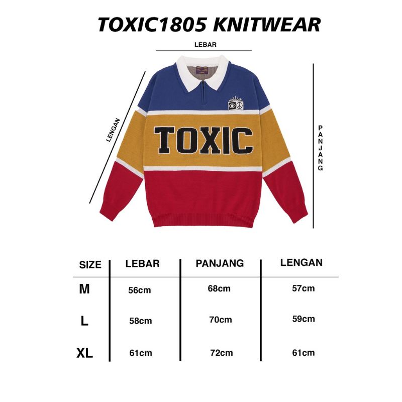 SWEATER KNIT / KNITWEAR POLO TOXIC BLUE YELLOW RED PREMIUM