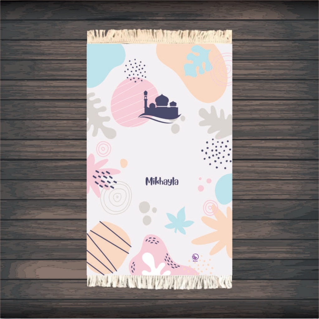 Sajadah Anak Premium Grade Free Custom Nama Exlusive Printed, Antislip dan Bisa Lapis Busa-Floral Abstrak