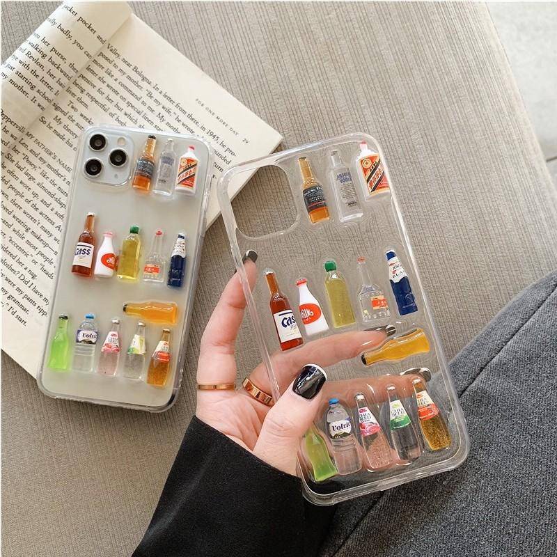 Soft case Desain Botol wine Tiga Dimensi Untuk iPhone 13 12 11 Pro MAX Mini X XS MAX XR SE 2022 2020 7 8 Plus