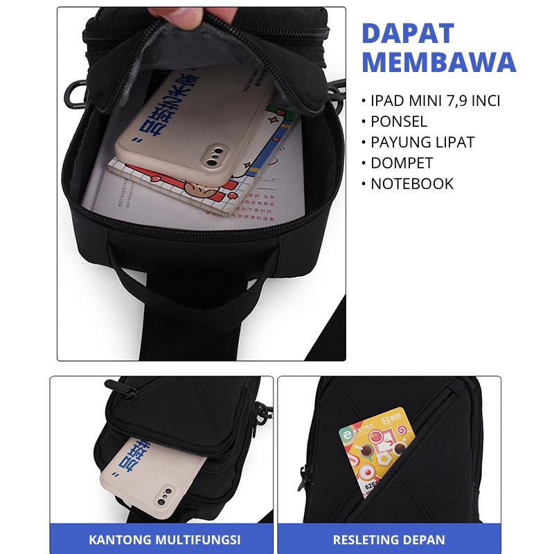 Highland Tas Selempang Pria Sling Bag Tas Bahu Pria Tas Trendy Tas Selempang Travel Crossbody Tas Dada TS414
