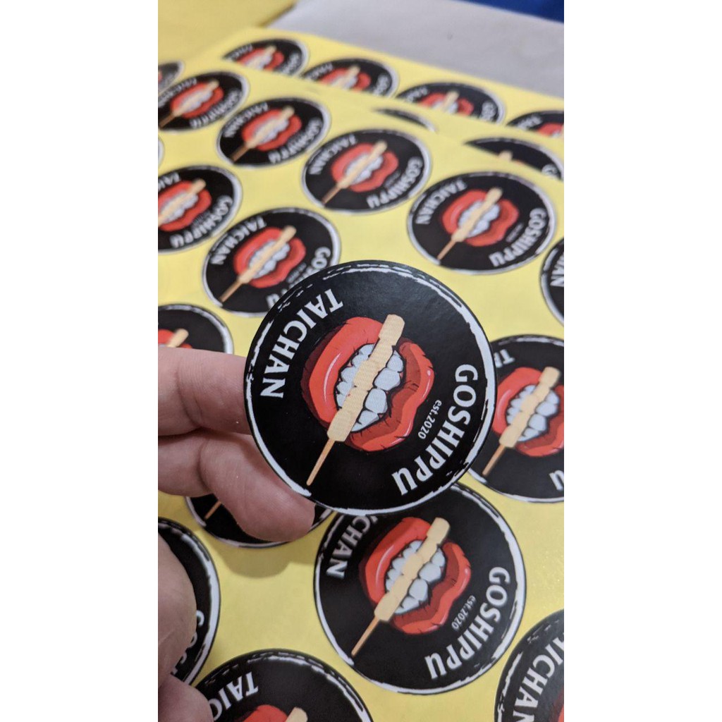 

Stiker label bulat / kotak kemasan produk logo toples kue + cutting vinyl white / vinyl transparan