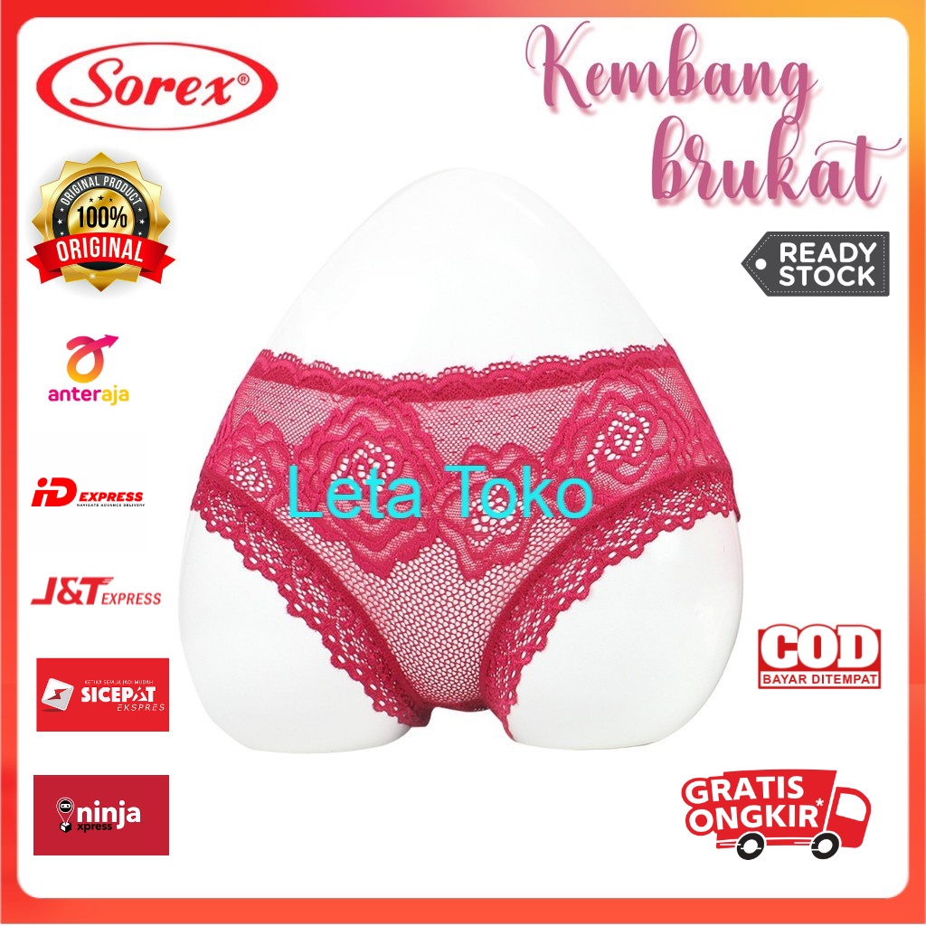 Celana Dalam Sorex Wanita Lusinan CD Cewek Kembang Mini Semi Transparan Freesize 16308 Brukat Renda