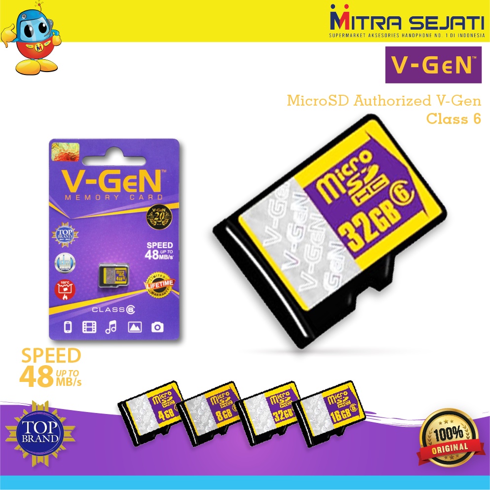 Memory V-Gen 4GB / 8GB / 16GB / 32GB MicroSD Authorized MMC V-Gen