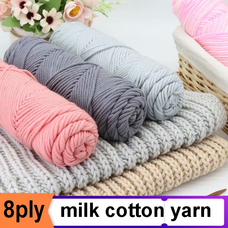 Benang rajut katun impor big ply/Milk Cotton Yarn Wool Yarn 8 ply 100 g Thread for Knitting Scarf Wool Handmade DIY