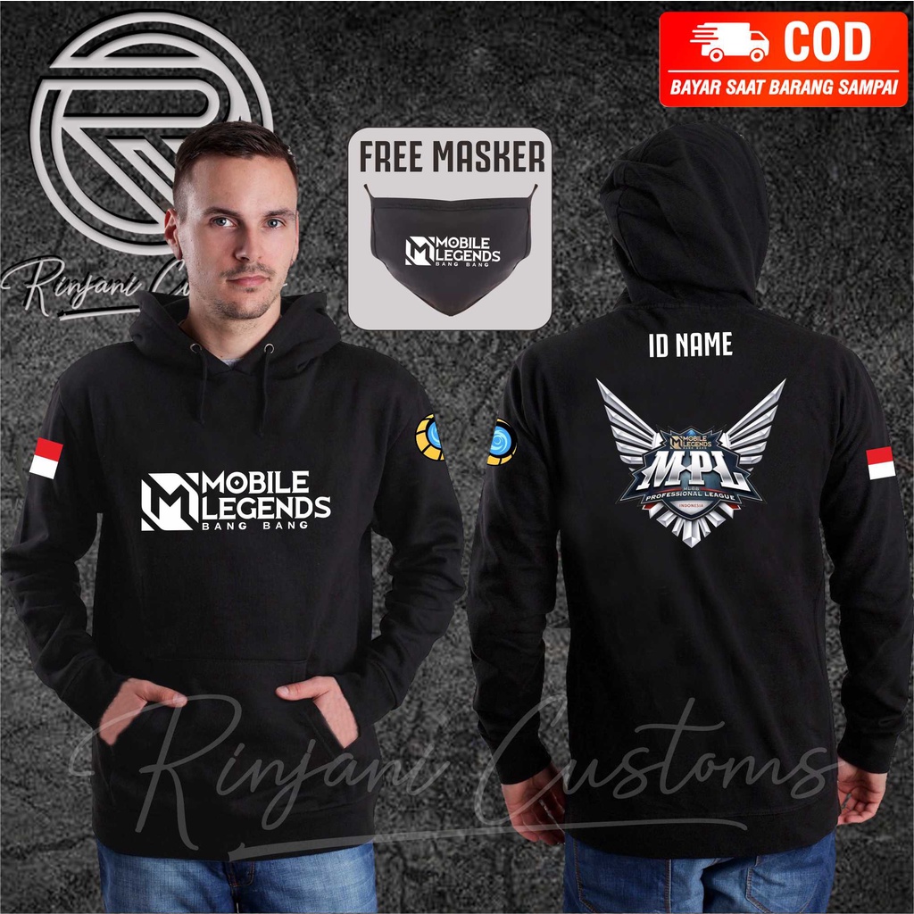 HOODIE MOBILE LEGEND MPL/HOODIE GAMING ESPORT/FREE MASKER DAN BISA TAMBAH NAMA