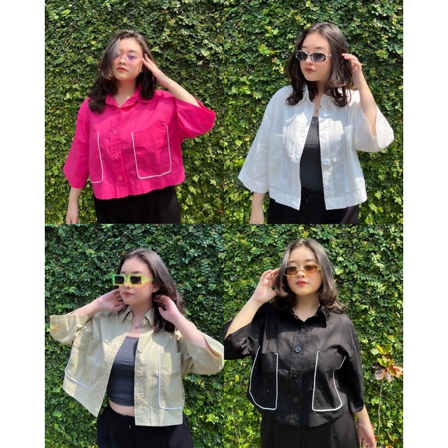 BEFAST - ZRX OOTD Kemeja Crop Wanita DEWIAN / ZORA TOP / Hem Crop Model Terbaru / Pakaian kekinian Remaja Wanita ABG / Kemeja Bisa Di Jadikan Outer / Fashion Ala Wanita Korean Style / Kemeja Crop Polos Trendy / Hem Lengan 3/4