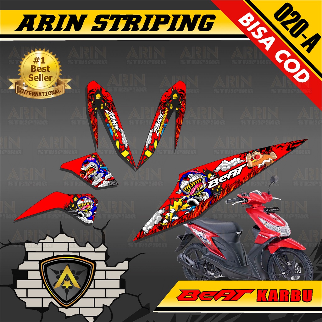 (COD) Stiker Striping Beat Karbu 2008-2012 list Variasi KARAKTER Motif DORAEMON ZOMBIE ARIN-020