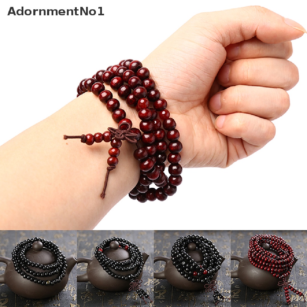 (AdornmentNo1) Gelang Meditasi Buddha Bahan Kayu Cendana Alami Ukuran 6 / 8mm Untuk Pria / Wanita