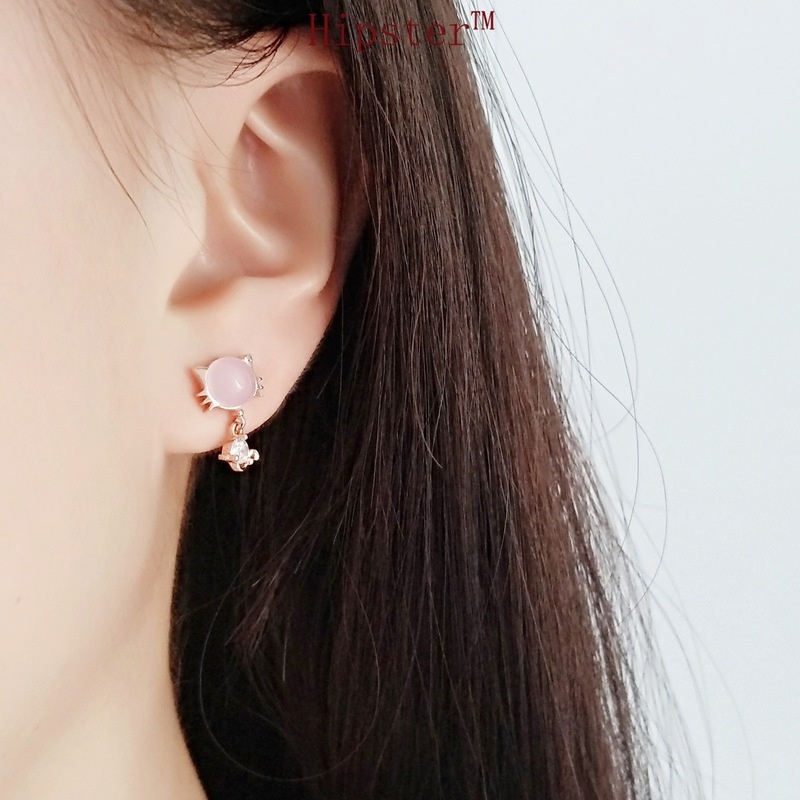 New Hot Sale Exquisite Fashion Pink Gem Temperament Platinum Earrings