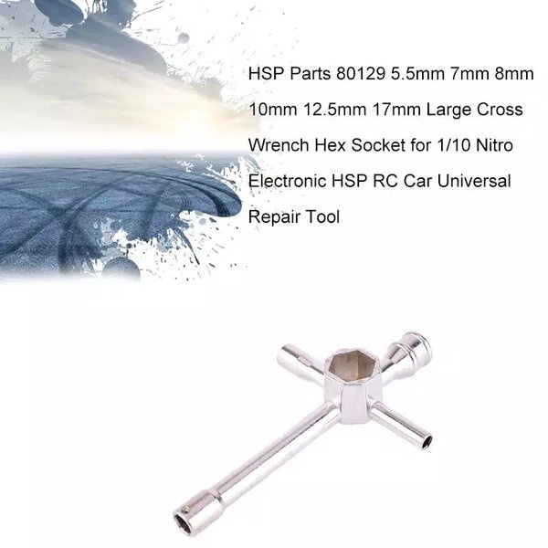 kunci hex rc metal roda busi engine 5.5mm 7mm 8mm 10mm 12.5mm 17mm Large Cross Wrench Hex Tool hsp