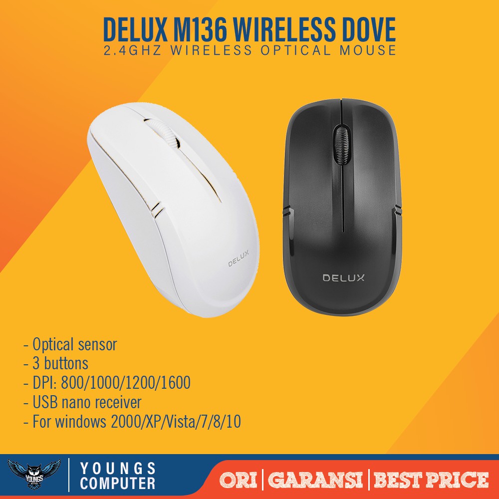 DELUX M136 MOUSE WIRELESS DOVE DLM-136