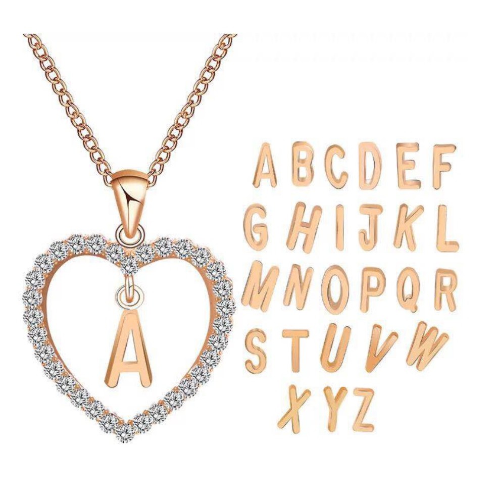 Kalung LIONTIN ALFABET Rantai 26 Huruf Korea Fashion Wanita Love Inisial Nama Abjad Alloy A - T