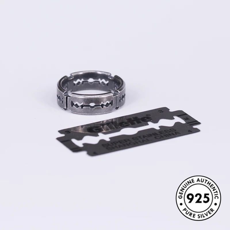 Cincin Model Hollow Bahan S925 Silver Gaya Retro