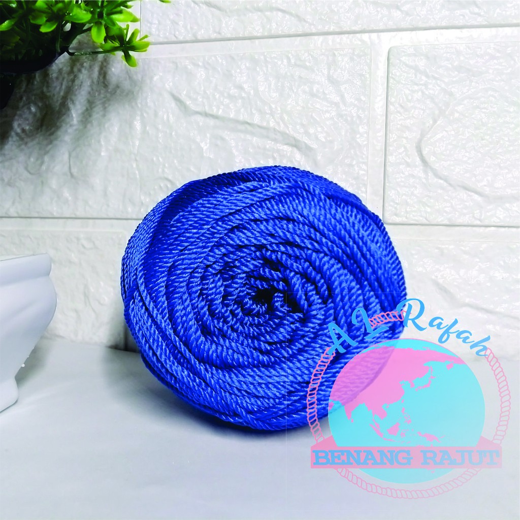 ALRAFAH - Benang Rajut Poly Kilap Biru BCA/ Polyester D27/ Biru BCA