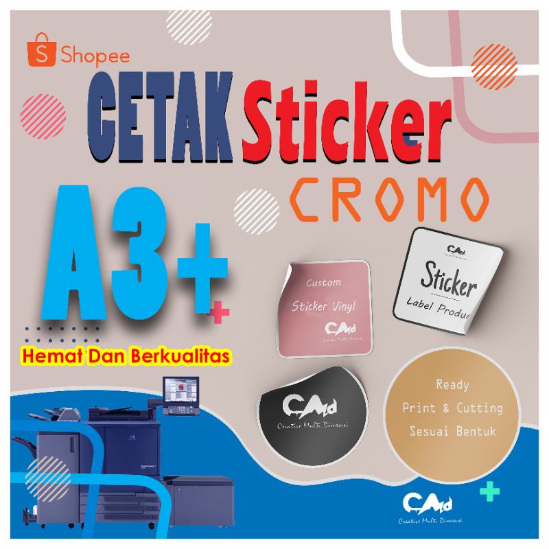 Jual Cetak Sticker Cromo A3 Print And Cut Laminating Custom Label