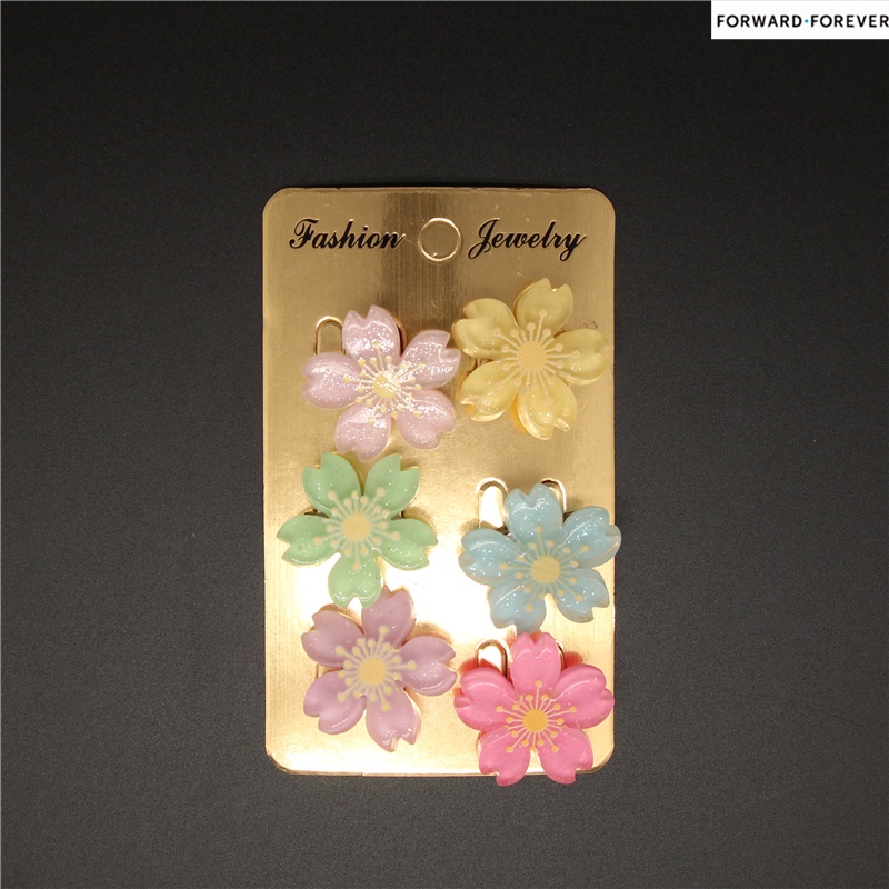 6pcs Bros Pin Kombinasi Bunga Daisy Cherry Blossom Bahan Plastik M70068