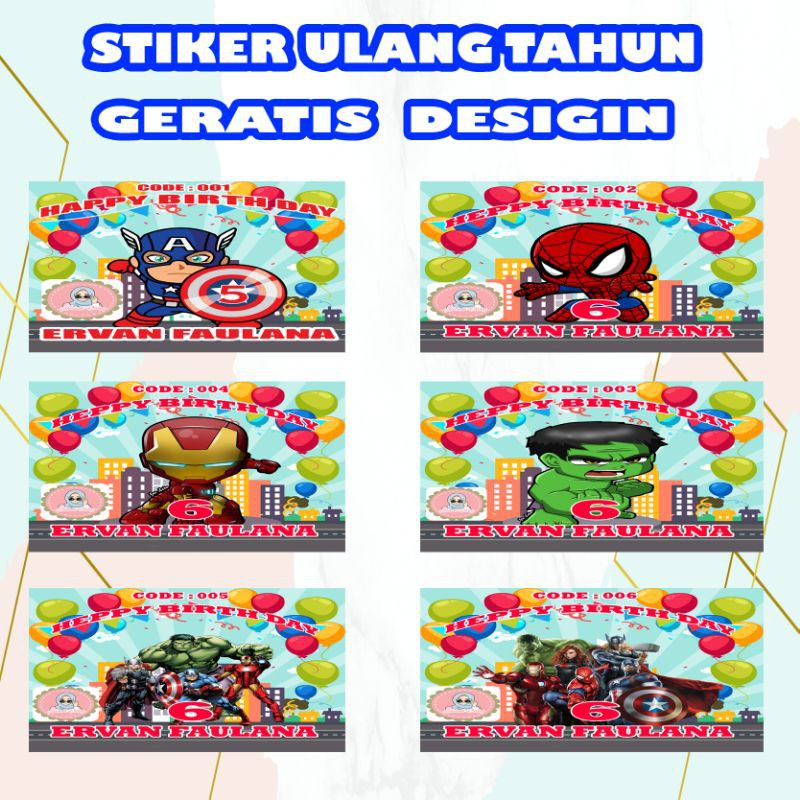 

stiker ulang tahun marvel