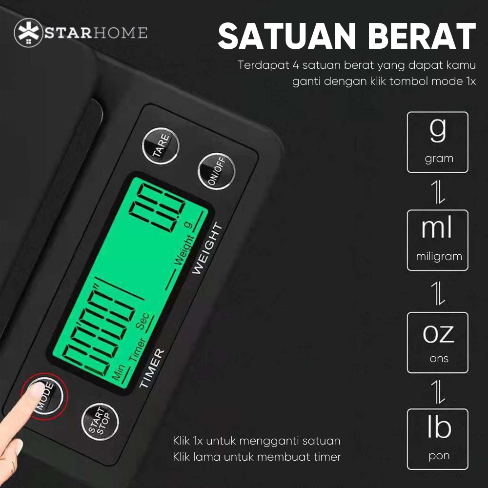 Timbangan Kopi Digital Timer V80 Drip Coffee Scale Timbangan Dapur Digital Timbangan Kue Telur Buah Daging Pasar