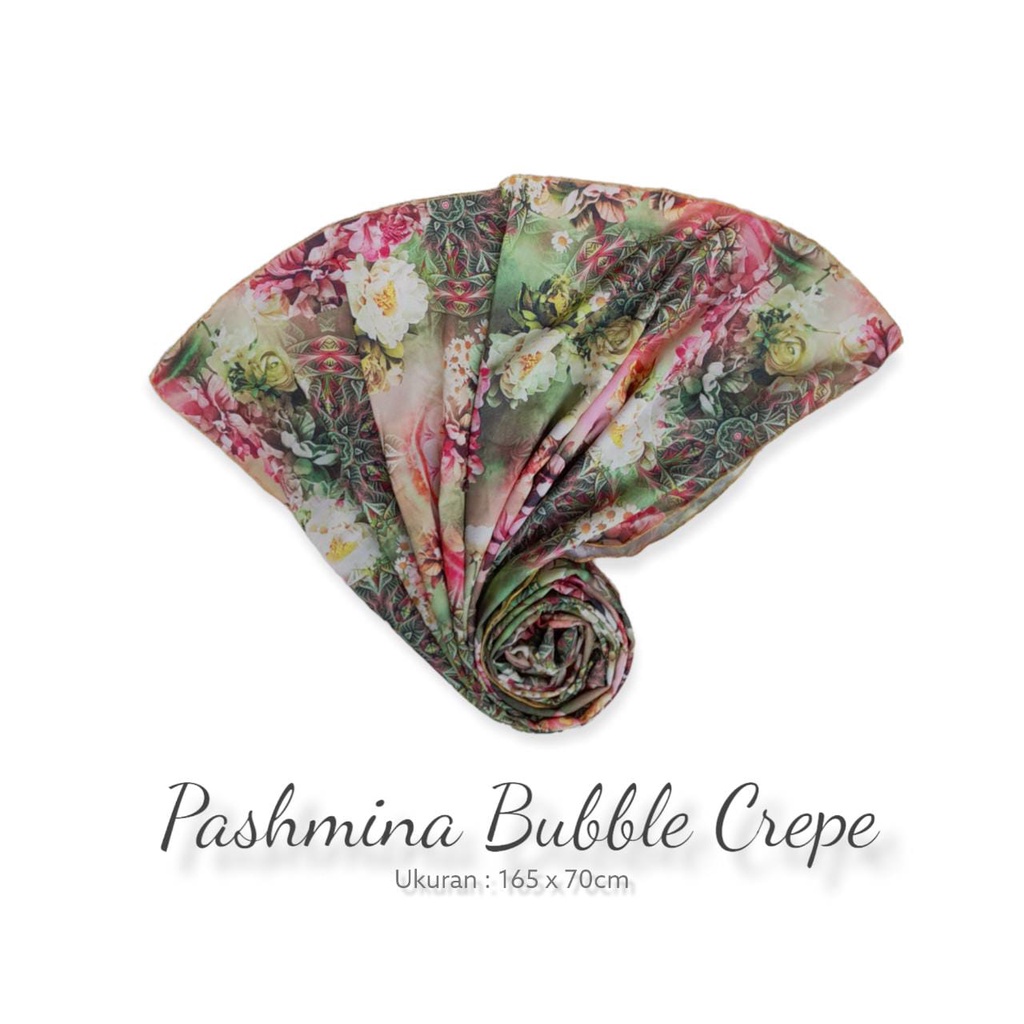 Jilbab kerudung pashmina motif bahan jatuh adem bubble crepe murah