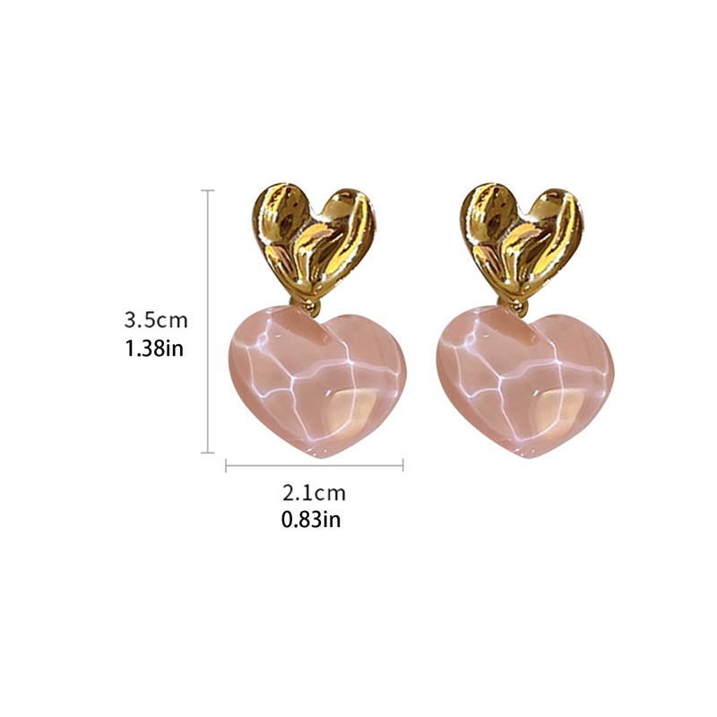 Anting Stud Zircon Berlian Imitasi Bentuk Hati Untuk Wanita