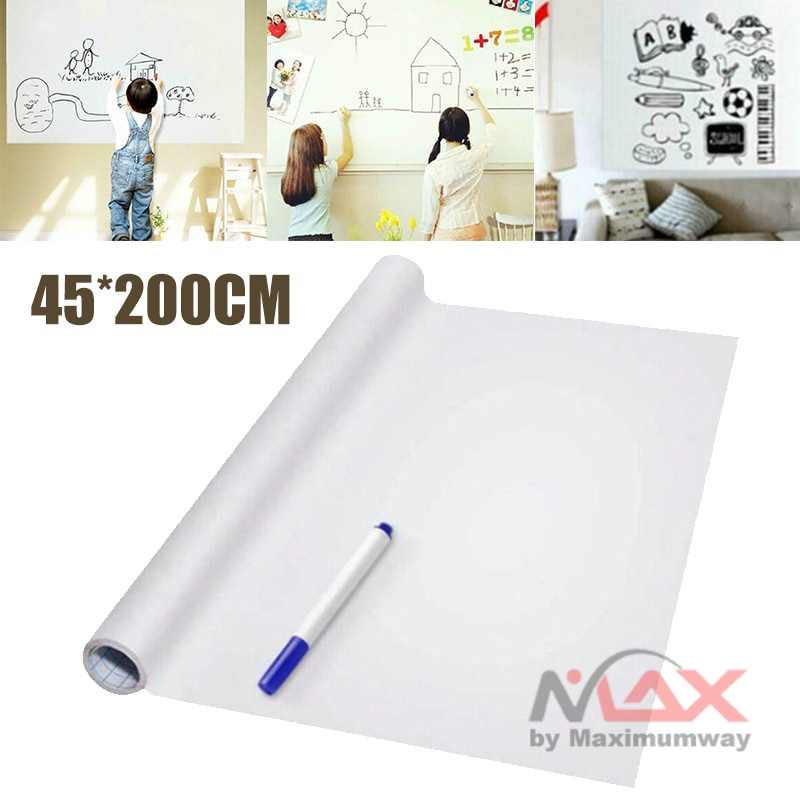 Whiteboard Papan tulis 45x200cm bisa disambung (Gratis 1x spidol) papan gambar wallpaper White Board anti air bisa dihapus pakai penghapus sepidol papan tulis Blackboard Waterproof Chalkboard Wall Paper For Girls&amp;Boys Decal DIY Removable Black Board Stick