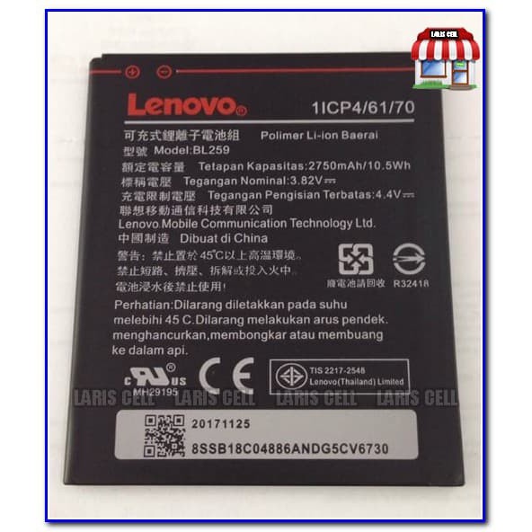 DISKON BATERAI BATRAI LENOVO K5 PLUS BL-259 BL259 A6020 K5 PLUS ORIGINAL