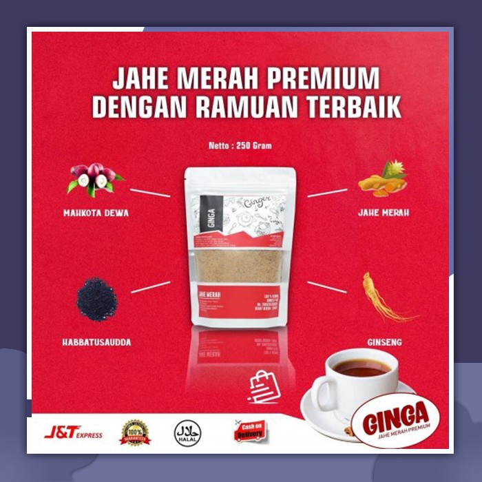 

Jahe Merah Bubuk Instan Murni Original Herbal Alami - GINGA 250 gram