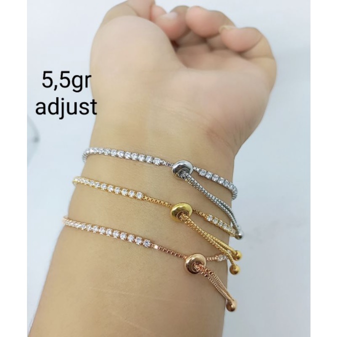 GELANG ASLI PERAK 925 LAPIS EMAS/GELANG SERUT LISTRING MATA PUTIH COR/GELANG ASLI SILVER/GELANG FASHION WANITA