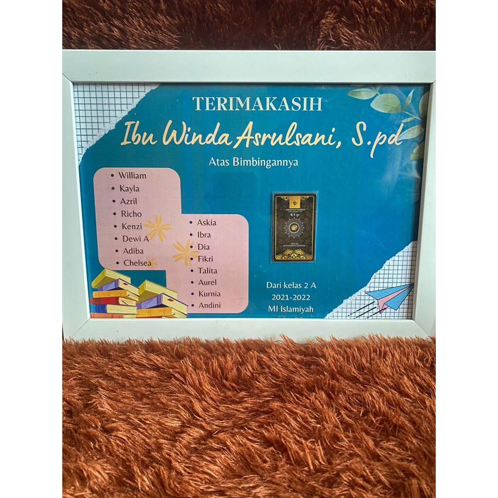 Emas Minigold Reguler dan Dekorasi Frame A4 Bingkai 0.1, 0.25, 0.5 gram