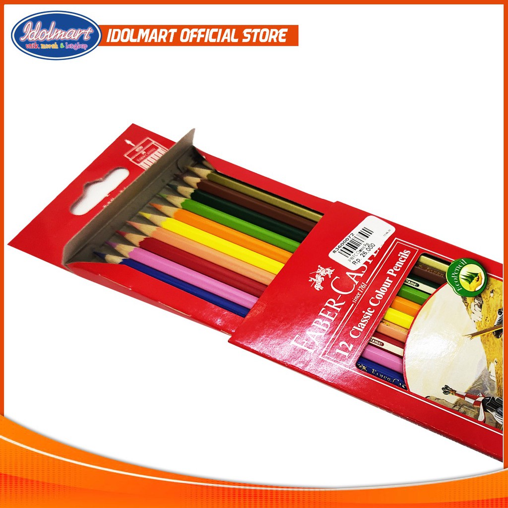 IDOLAKU Pensil Warna Faber Castell Classic 12 Warna Panjang