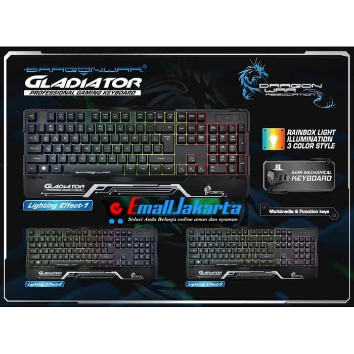 Keyboard Gaming Semi Mechanical Dragonwar Gladiator GK-008-BK-EHG / KE-008(GK)