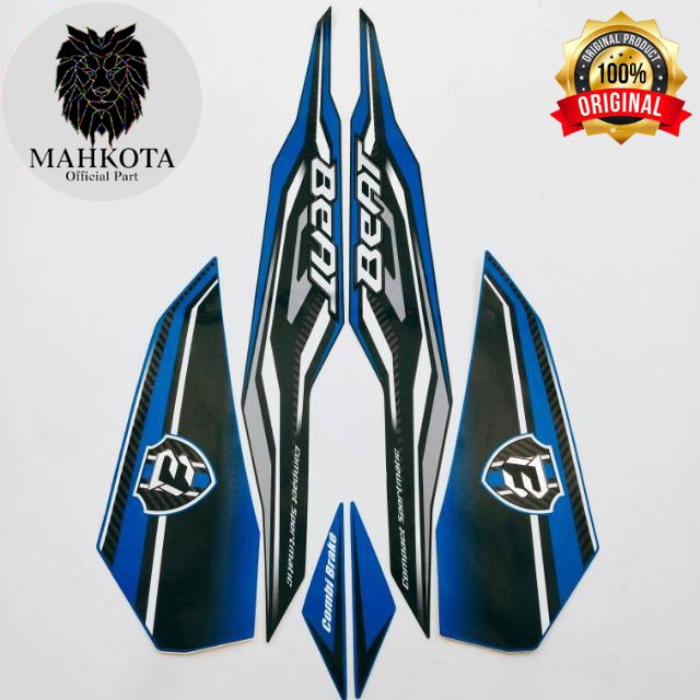 Original Asli Striping Stiker Polet list motor honda beat fi esp 2018 2019 biru hitam stiker list mo