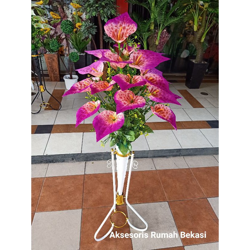 (Bunga saja) Bunga artificial anthurium, Amarilis, Aron panda, Bunga Lilly bunga sudut-3