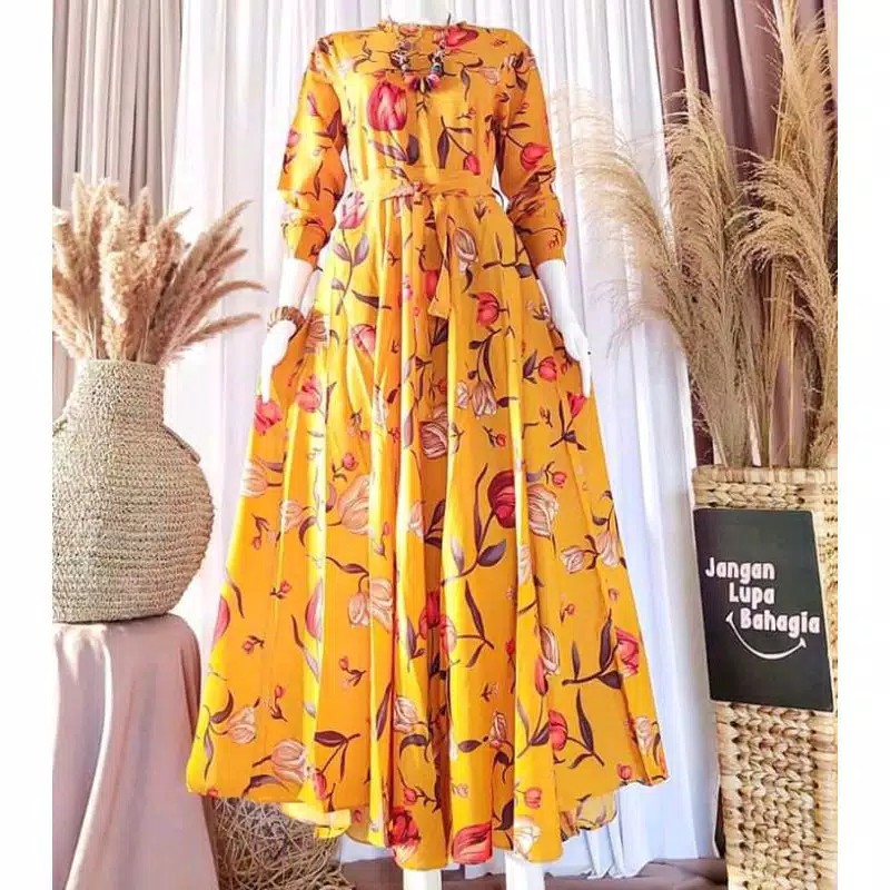 GAMIS MONALISA MOTIF KLOK TULIP MAYUNG TERBARU BANGKOK PREMUIM 2020 COD BUSUI JUMBO WANITA
