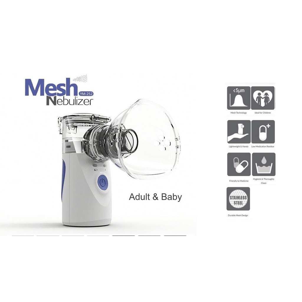 Portable Mesh Nebulizer Alat Uap Bantu Pernafasan Asma Inhalasi YM-252