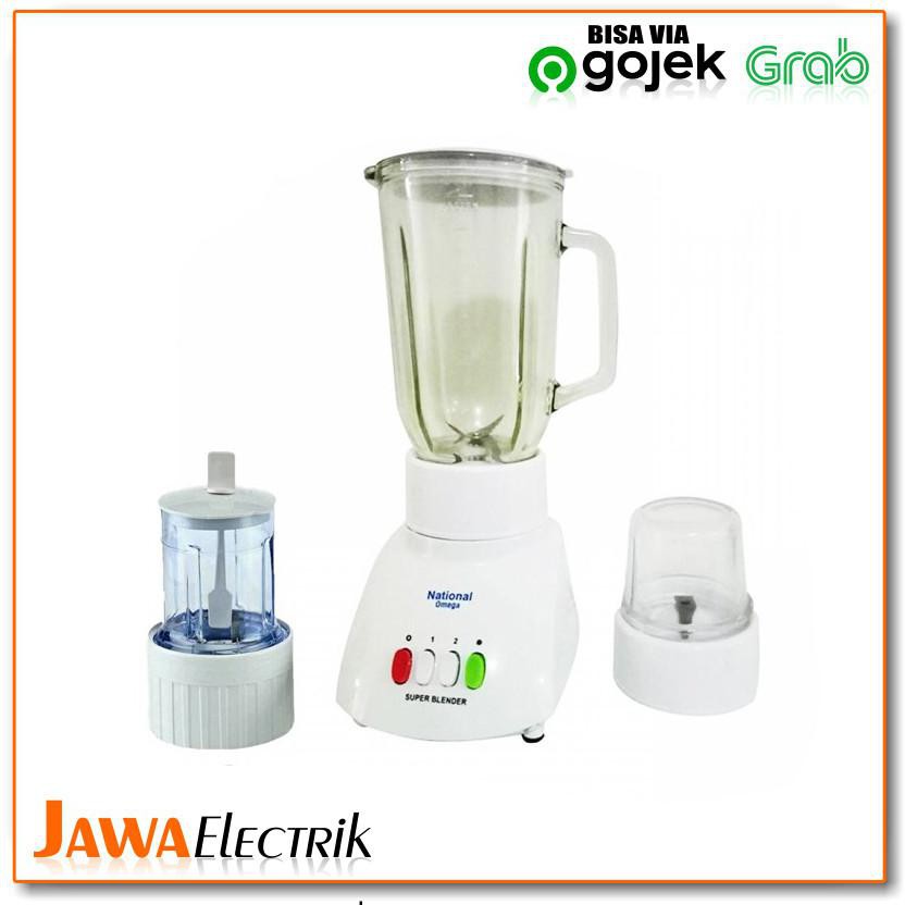 (((Bisa Bayar Ditempat))) Blender National Omega 3 In 1 Blender Bahan Kaca Low Watt With Grinder 3