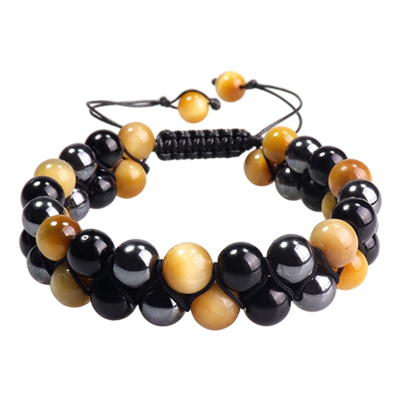 Gelang Manik-Manik Batu Alam Lava Tiger Eye Burung Hantu Klasik Untuk Pria Dan Wanita