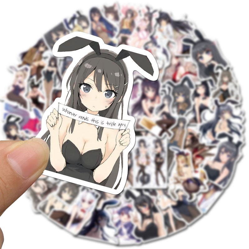 50pcs Anime Bunny Girl Beauty Girls Stickers for Mobile Phone Laptop Luggage Guitar Skateboard Bike Waterproof Stickers