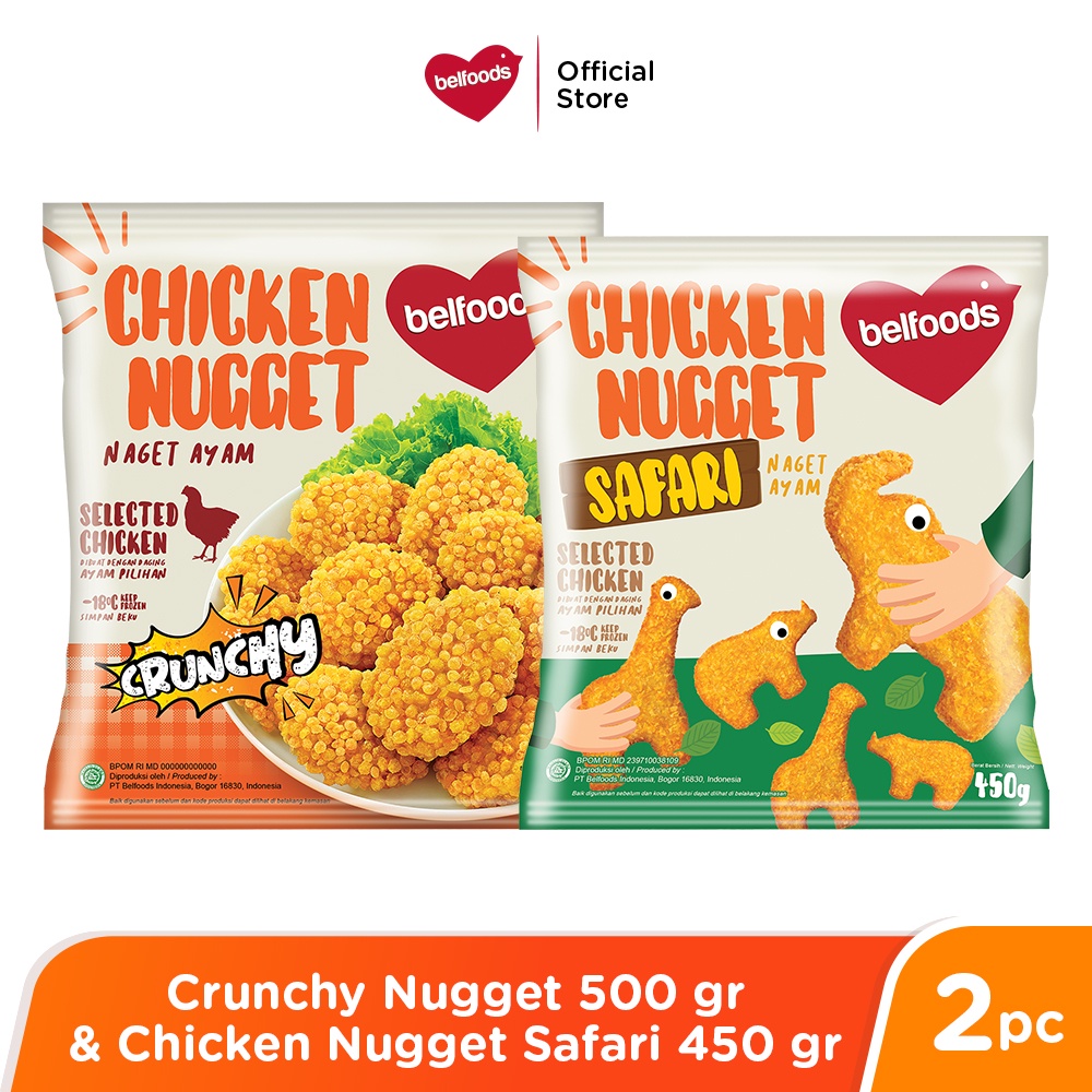 Jual Belfoods Crunchy Nugget 500 Gr & Chicken Nugget Safari 450 Gr ...