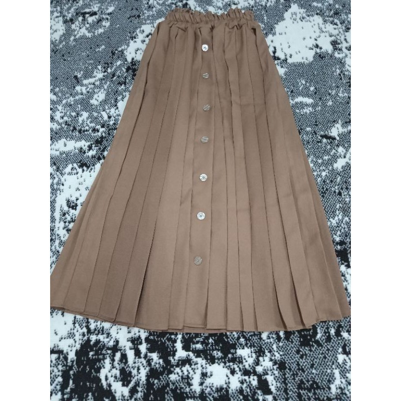 rok rempel kancing depan / rok moscrepe premium / rok panjang /rok kancing depan