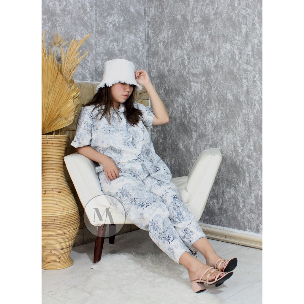 DAILY SET RAYON tiedye- HOMEY SET FIT Xl - PAJAMA SET RAYON -  PIYAMA RAYON-island