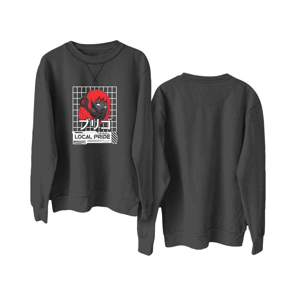 BRIGO Basic Sweatshirt  CYBERPUNK II Sweater Crewneck BRIGO CYBERPUNK Sablon DTF Fleece Cotton II SIZE M-XXL (Pria &amp; Wanita) Free stiker&amp;Gantungan Kunci