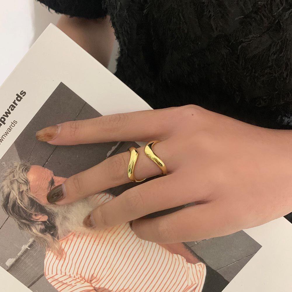 Mxbeauty Wanita Pembukaan Cincin Punk Hadiah Untuk Gadis Cincin Ganda Temperamen Vintage Tidak Teratur Rings